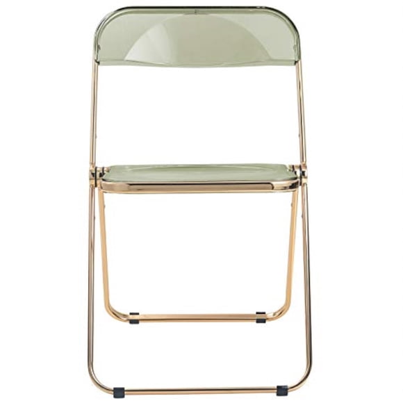 LeisureMod Lawrence Acrylic Folding Chair With Gold Metal Frame, Set of 4