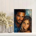 thumbnail image 2 of Qisvanset 12x16 Inch 2D Flat Framed Canvas Art, Father Daughter Jesus Portrait Religious Wall Art Father Day Gift Decor, 2 of 5