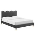 thumbnail image 2 of Modway Current Performance Velvet Twin Platform Bed in Charcoal, 2 of 10