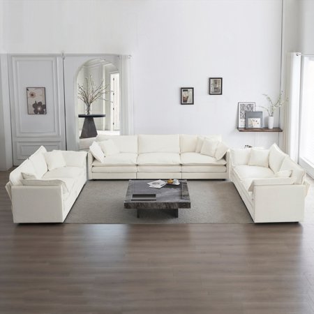 Comfy 3-Piece Sofa Set! 2x2 Seater & 1x3 Seater in White Chenille for Living Room