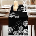thumbnail image 3 of Table Runners 70 Inches Long Dress Scarves, White Dandelion Farmhouse Coffee/Dining/Kitchen Table Decor, Holiday Table Runner, Spring Flowers Botanical Vintage Black 13x70 Inch, 3 of 9