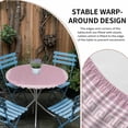 thumbnail image 4 of Pink Geometric Round Fitted Tablecloth with Elastic Edge, Waterproof Table Cloth Table Cover for 45"-54" Tables, White Greek Key Design Burlap Modern Art Tablecloths for Dining Picnic Indoor Outdoor, 4 of 9