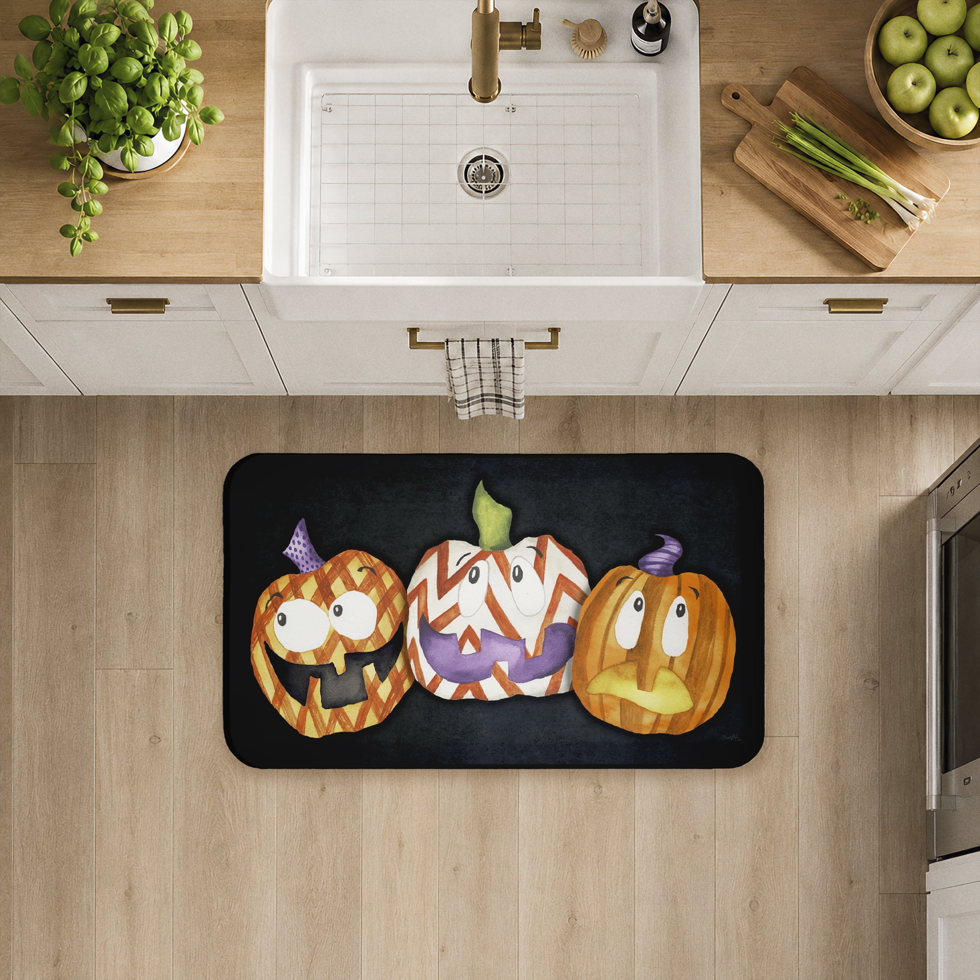 Stupell Industries Three Patterned Pumpkins Printed Anti-Fatigue Floor Mat, design by Elizabeth Medley
