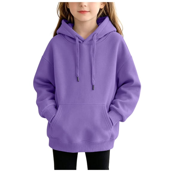 OJSFQUFP Boys' Hoodie and Winter Cotton Girls' Casual Long Sleeved Top Solid Color Jacket Hoodie