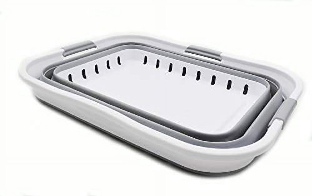 SAMMART 42L (11 gallon) Collapsible Plastic Laundry Basket - Foldable Pop Up Storage Container/Organizer - Space Saving Hamper/Basket (1, White/Grey) C29