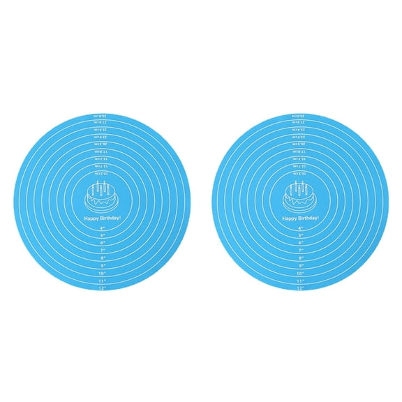 2 Piece Flexible Round Silicone Baking Mat Nonslip Dough Rolling Cake Pad For Cooking Kneading And Food Preparation