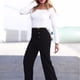 thumbnail image 5 of Pantalones de trabajo informales para mujer, de 6 botones, pantalones largos de cintura alta y pierna recta, 5 of 5
