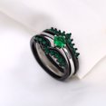 thumbnail image 5 of GY 3pcs Black Gold Plated Green 1CT CZ Women Wedding Ring Sets for Woman Engagement Ring, 5 of 6