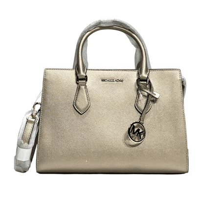 Michael Kors Sheila Medium Center Zip Crossbody Satchel Handbag Purse-Pale Gold