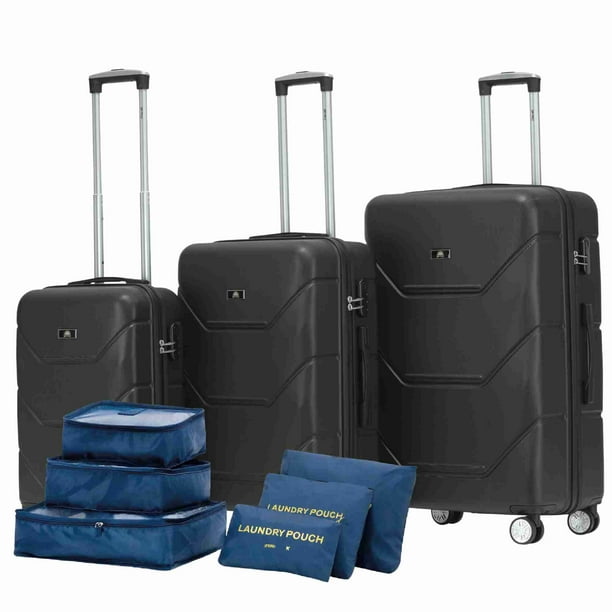 Set de 3 Maletas Con Organizadores Sun Coast Dubai ABS De 20", 24" y 28" Color Negro