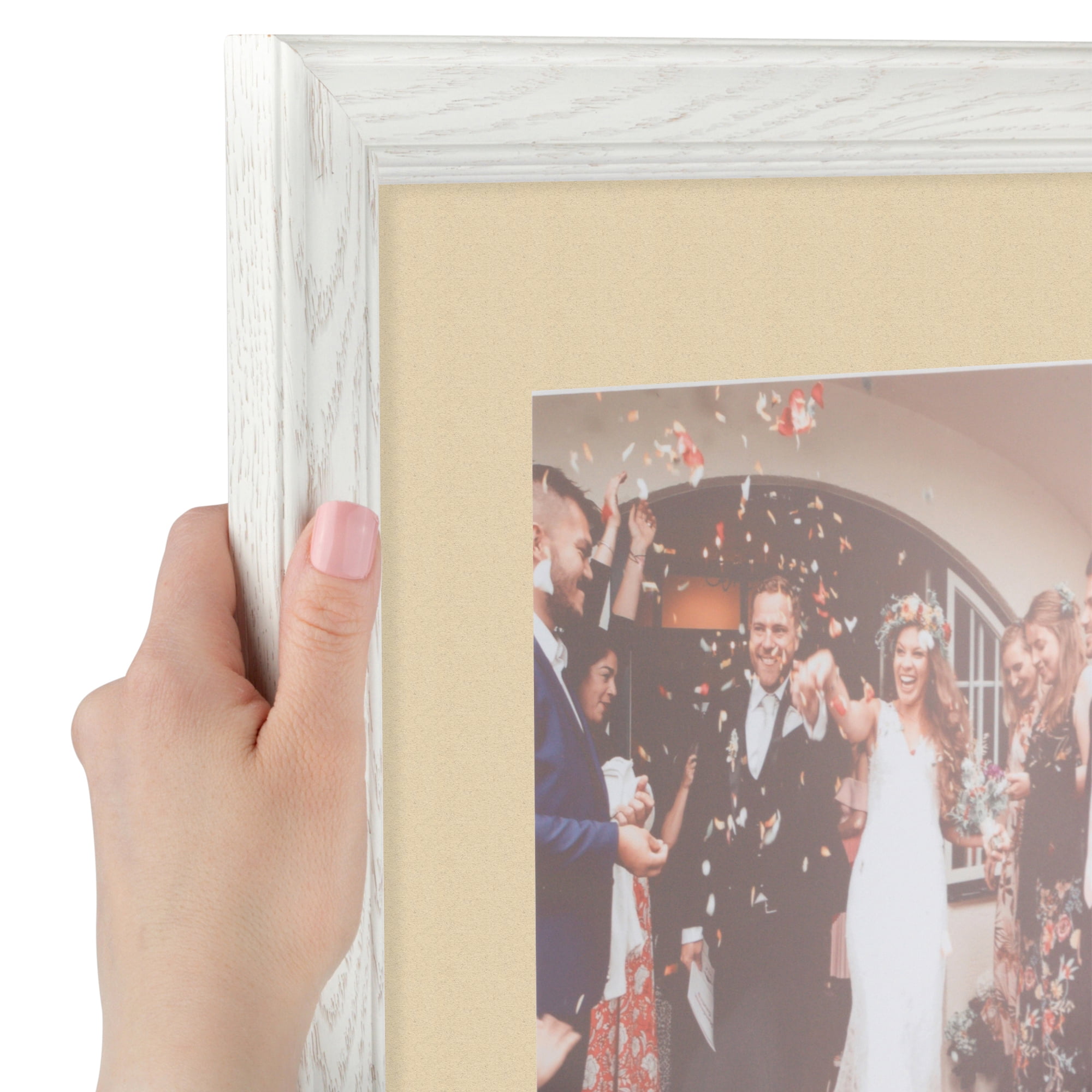 ArtToFrames 22x28" Matted Picture Frame with 18x24" Single Mat Photo Opening Framed in 1.25" Off White Wash on Ash and 2" Seaside Mat (FWM-4098-22x28)