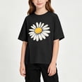 thumbnail image 6 of Zpanxa Girls Shirts, Girls Summer Tops Big Girls Print T-Shirt Loose Short Sleeve Split Hem Casual Tee Purple Crew Neck Summer Tops for Kids 3-14 Years Black 13 Years, 6 of 6