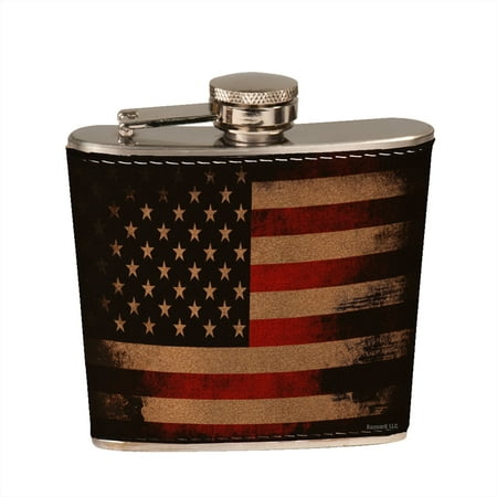 KuzmarK 6 oz. Leather Pocket Hip Liquor Flask - American (Best Man Hip Flask Message)