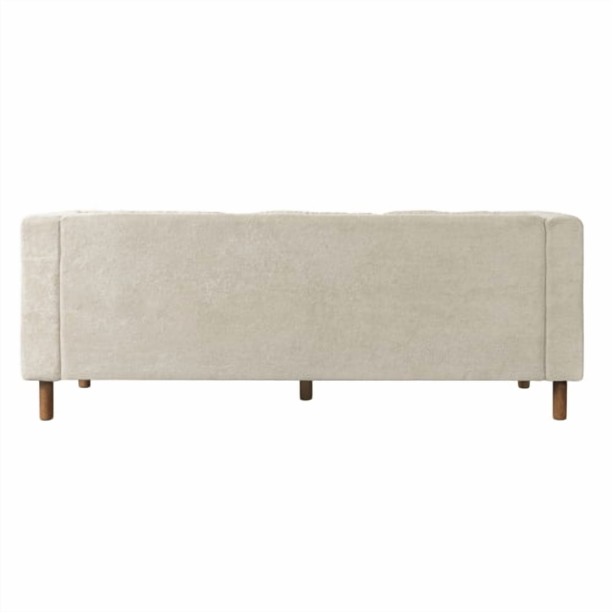 78" Modern 3-Seater Sofa, Chenille Upholstered Couch with Square Arms, Tufted Pillow Back & Walnut Rubber Wood Legs, Multi-Cushion Sofa for Living Room and Apartment, Beige