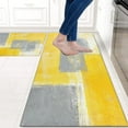 thumbnail image 2 of Yellow Grey Kitchen Rug Mat Set 2 Piece Abstract Art Painting Kitchen Floor Mats Non Slip Washable Kitchen Rugs Yellow Kitchen Decor, 2 of 5