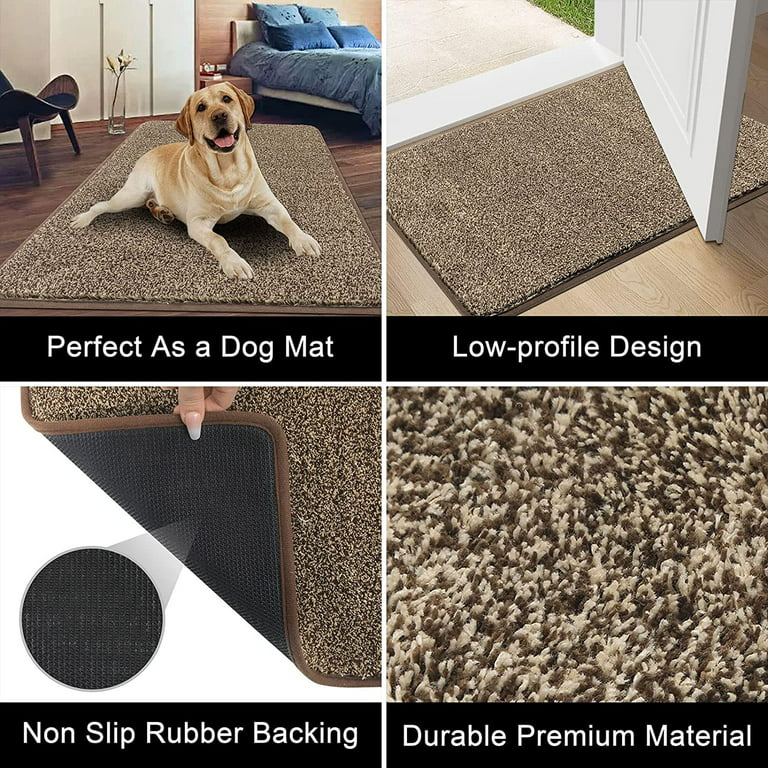  Door Mat Indoor, Dog Mats for Muddy Paws Super Absorbent,  Low-Profile Entryway Rug with Non-Slip Backing, Washable Dirty Trapper  Inside Entrance Doormat for Shoes, 32 x 48, Beige : Pet Supplies