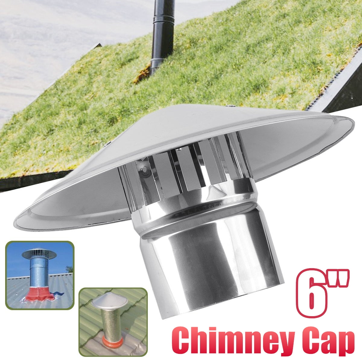 6 inch Chimney Cap Stove Pipe Galvanized Iron,Round Chimney Cover Roof