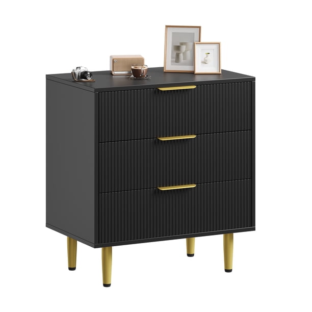 Moderno wood chest of cajones con fluted cajones metal handles y legs-a almacenamiento organizer