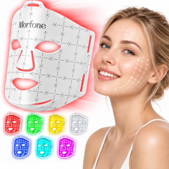 Morfone Red Light Therapy for Face, 7 Modes LED Face Mask, 300 LED Red Light Mask, 630nm & 850nm NIR