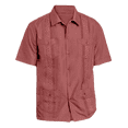thumbnail image 1 of Victory Outfitters Men's Short Sleeve Button Up Guayabera Shirt - Cedar - 4XL, 1 of 1