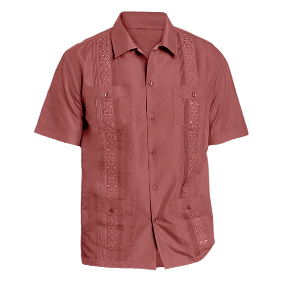 Victory Outfitters Men's Short Sleeve Button Up Guayabera Shirt - Cedar - 4XL