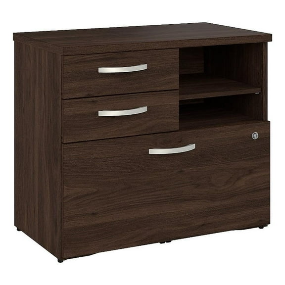 Maklaine Engineered Wood Office Storage Cabinet with Drawers in Black Walnut