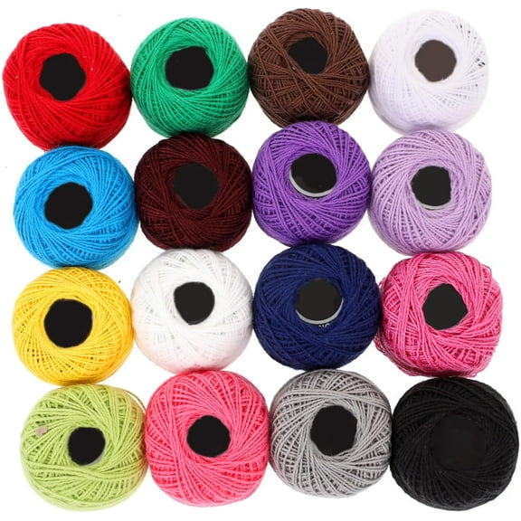 16 Roll Crochet Thread Cotton Thread Balls Embroidery Yarn Rainbow Color Cross Stitch Threads Craft Sewing Supplies for Home Making