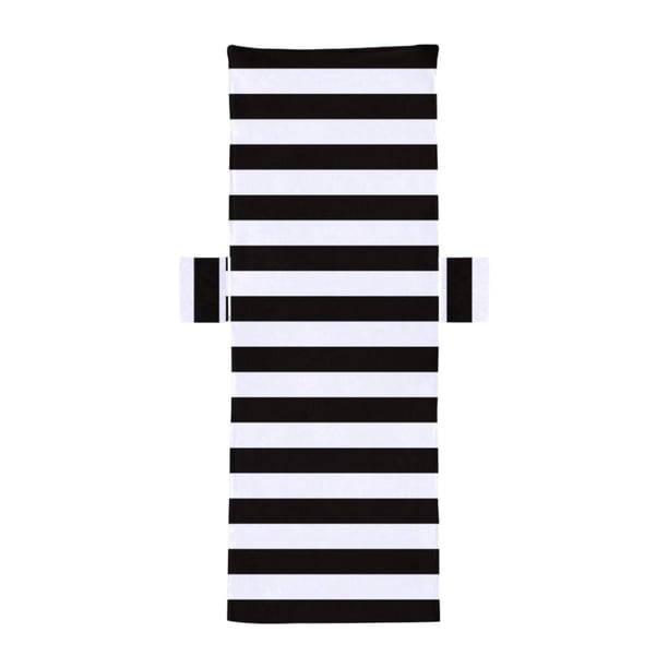 Funda para silla de playa a rayas, toalla para tumbona, versátil y práctica. Blanco negro