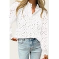 thumbnail image 5 of PRETTYGARDEN Women's Dressy Casual Blouse Tops Fall Puff Long Sleeve Button V Neck Hollow Out Lace Embroidered Shirts, 5 of 7