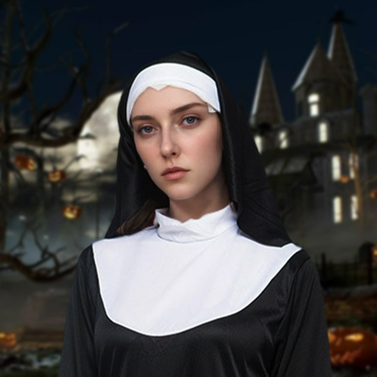 Adult Women's Nun Halloween Costume - Complete Black Church Servant Fancy Dress  Outfit