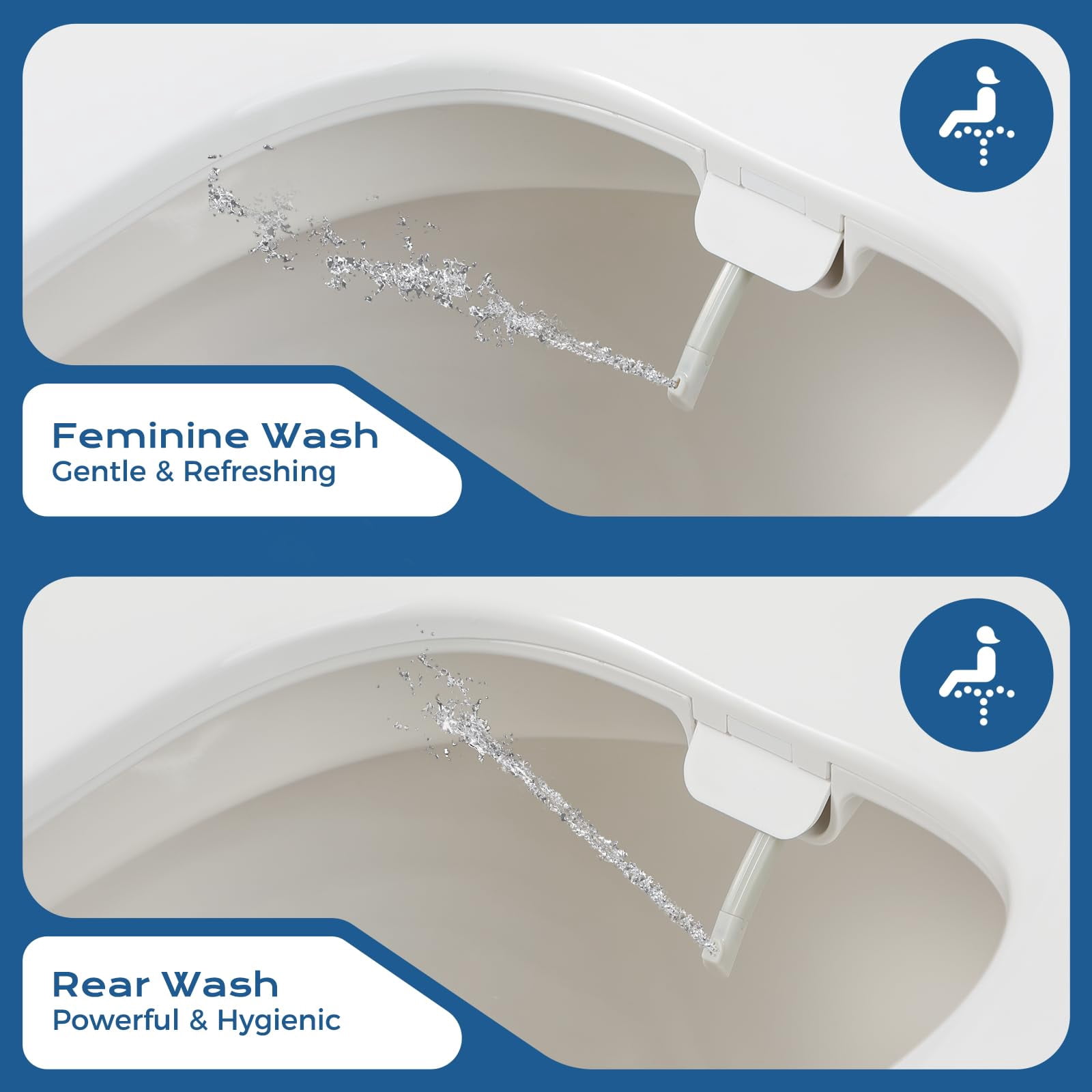 Elongated Bidet Toilet Seat - Non-electric  Slow-close Lid Adjustable Water Self-cleaning Dual Nozzles For Frontal & Rear Wash Hygienic Fresh With Brass Inlet (elongated)