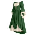 thumbnail image 4 of Renaissance Dress Women Off Shoulder Bell Sleeve Dress Victorian Princess Dress Plus Size Vintage Lace Corset Medieval Dresses Ball Gown Ren Fair Halloween Cosplay, Green XL, 4 of 4