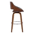 thumbnail image 2 of Mona Contemporary 26" Counter Height Swivel Barstool in Walnut Wood Finish and Grey Faux Leather, 2 of 6
