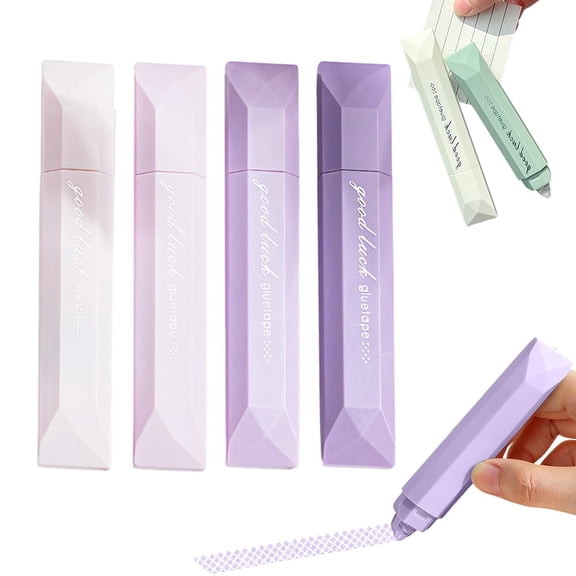 Double Sided Tape Roller Set of 5, Double Sided Tape Pen, Scrapbook Supplies for Journaling, Scrapbooking, Photo Mounting, Gift Wrapping, School Office & Crafts (5PC-Purple)