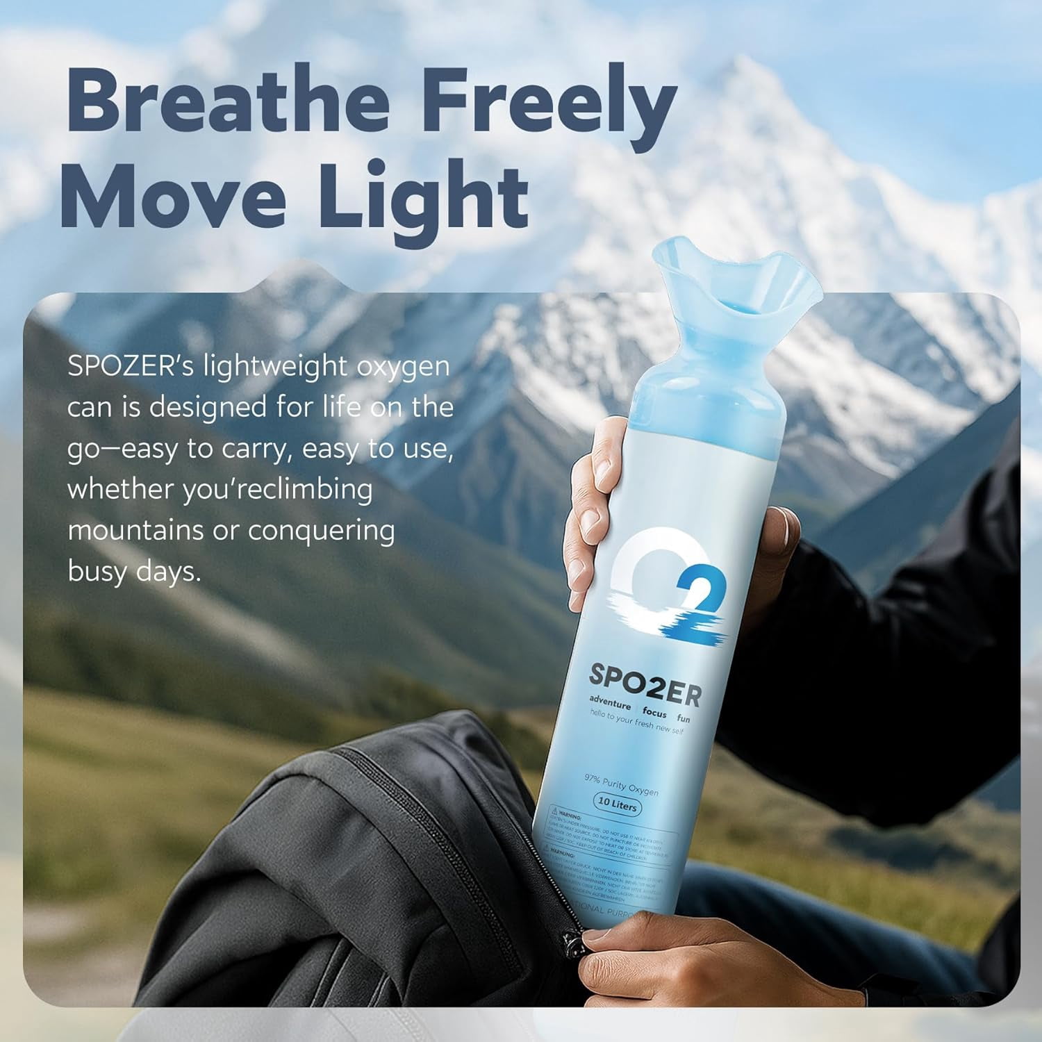 Spozer Oxygen Can - 97% Pure O2, 10L Oxygen Cylinder for Sports, Exercise & Altitude, 3 pack for Home Use