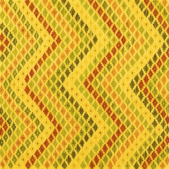 Ahgly Company Machine Washable Indoor Square Abstract Yellow Contemporary Area Rugs, 7' Square