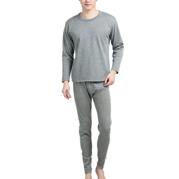 Jumpingount Ropa interior térmica para hombre, traje para mantener el calor, pijamas para hombre, estilo Simple, calentamiento corporal para invierno, Ropa interior Gris claro 3XL Jumpingount AP013786-10B