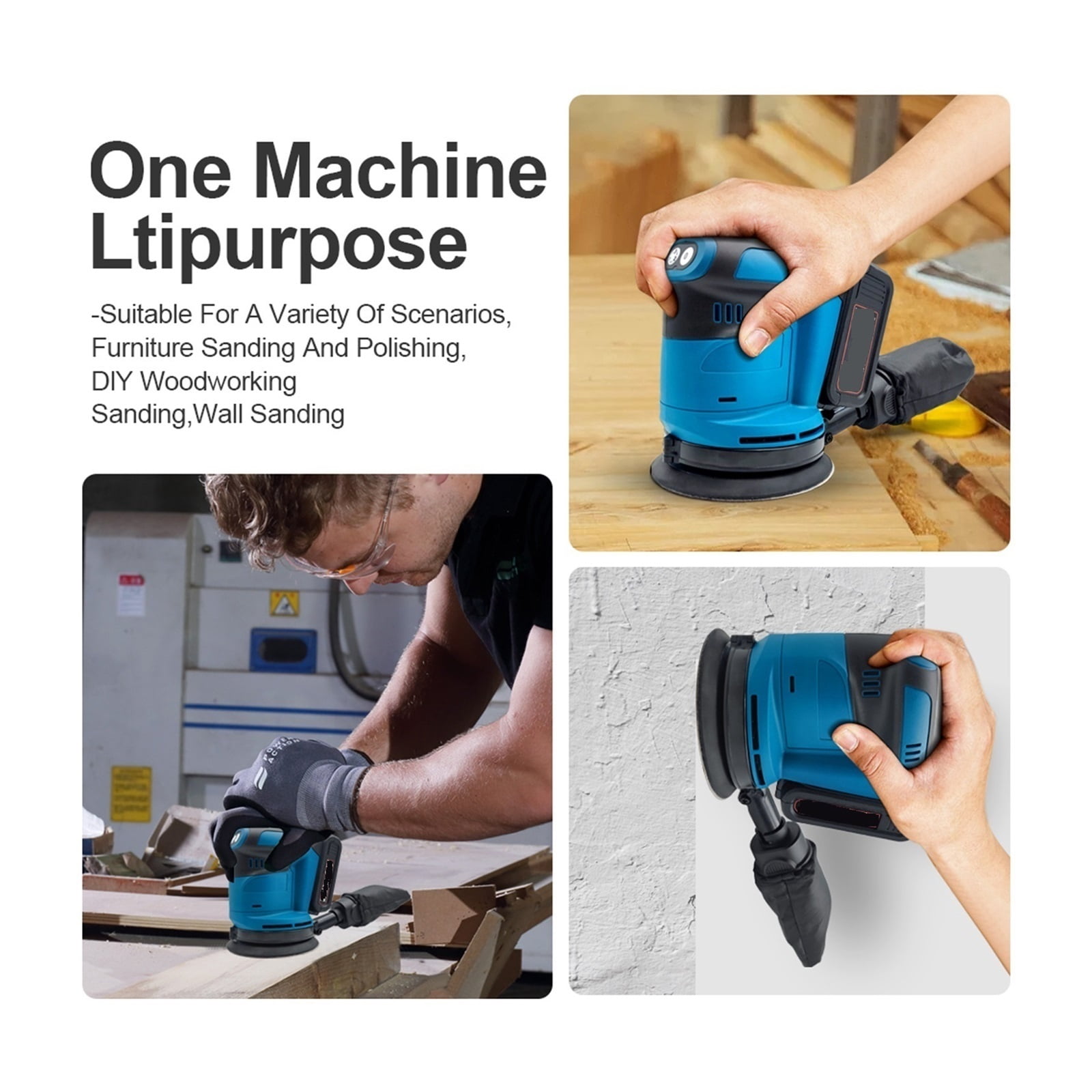 3-Speed 125mm Electric Sander Random Orbital Motor Wood Grinder Polishing Grinding Polisher Sanding Machine ,Low Vibration
