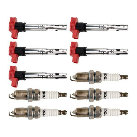 Ignition Coil and Spark Plug Kit 10 Piece - Compatible with 2005 - 2014 Volkswagen Jetta 2.5L 5-Cylinder 2006 2007 2008 2009 2010 2011 2012 2013