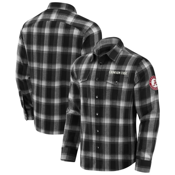 Men's Darius Rucker Collection by Fanatics Black Alabama Crimson Tide Flannel Plaid Full-Snap Shirt