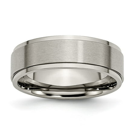 Auriga Fine Jewelry Titanium Brushed Center 7mm Ridged Edge Men s Band