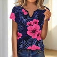thumbnail image 4 of AUNVITO Women's Casual Fashion T-Shirt Short Sleeve V Neck with All-Over Print for Spring Summer, 4 of 6