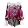 thumbnail image 4 of Hauts pour Femmes Décontracté Imprimé de Noël Col Rond T-Shirt Manches Longues Grande Taille Blouse Femme, Rose, 2TG, 4 of 5