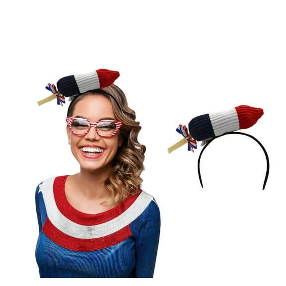 4th of July Mini Rocket Popsicle Pop On Headband USA Patriotic Costume Accessory