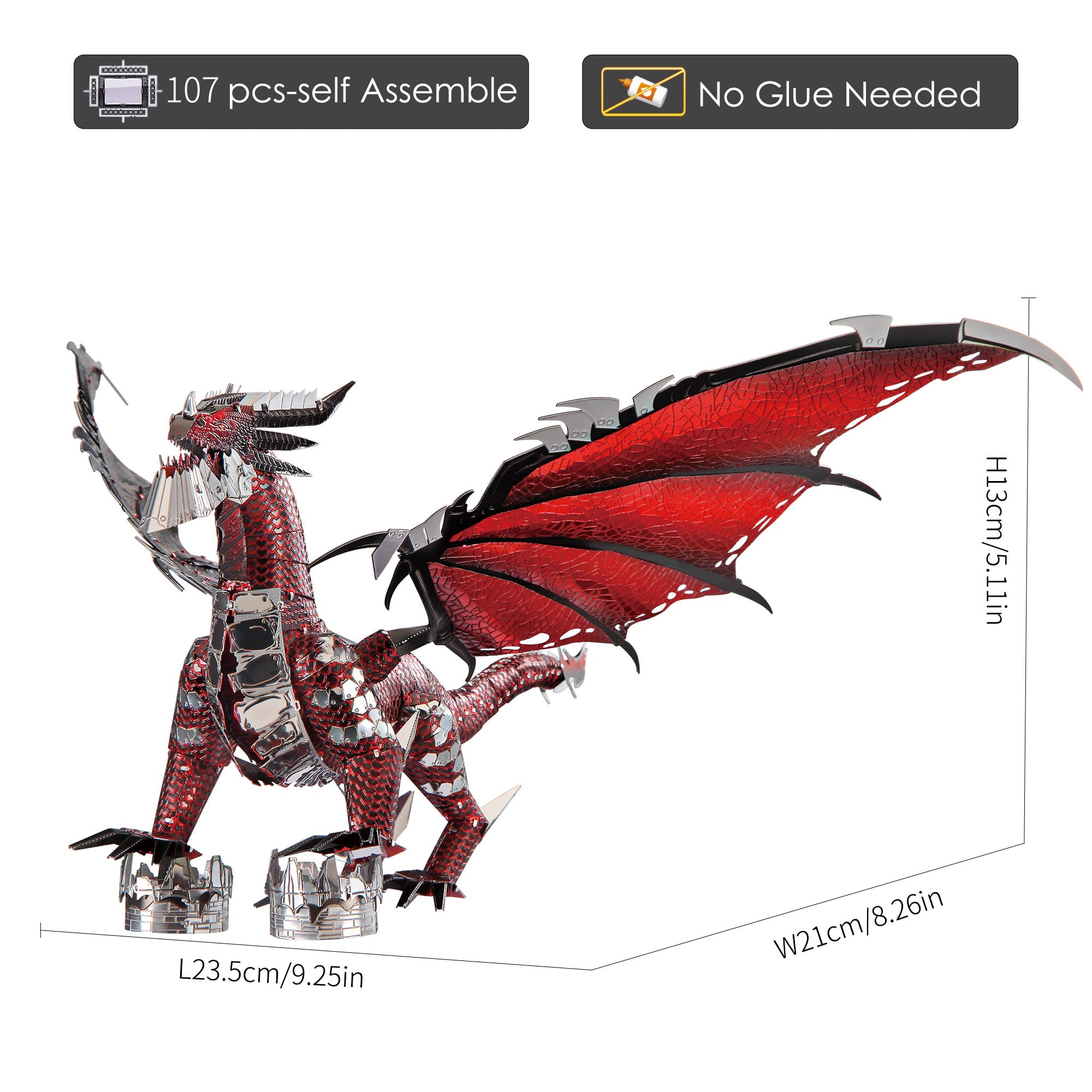 Piececool Guardian Black Dragon King - DIY 3D Metal Puzzle Toy Set