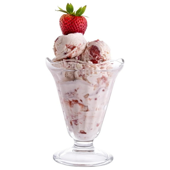 Glass Footed Cups, Set of 6 MIlk, 7.5 Ounce Milkshake Glasses, Footed Cups, Thick and Durable Glasses, Bowls, Dishwasher Safe Sundae Glasses Chicago - 7.5-Ounce