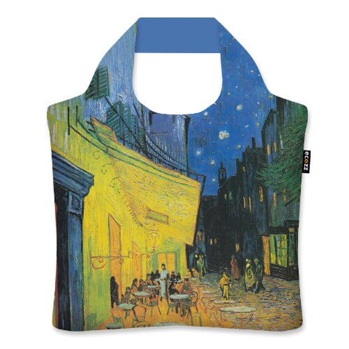 reusable bag Ecozz Cafe Terrace at Night by Van Gogh shopping bag zipper bag 