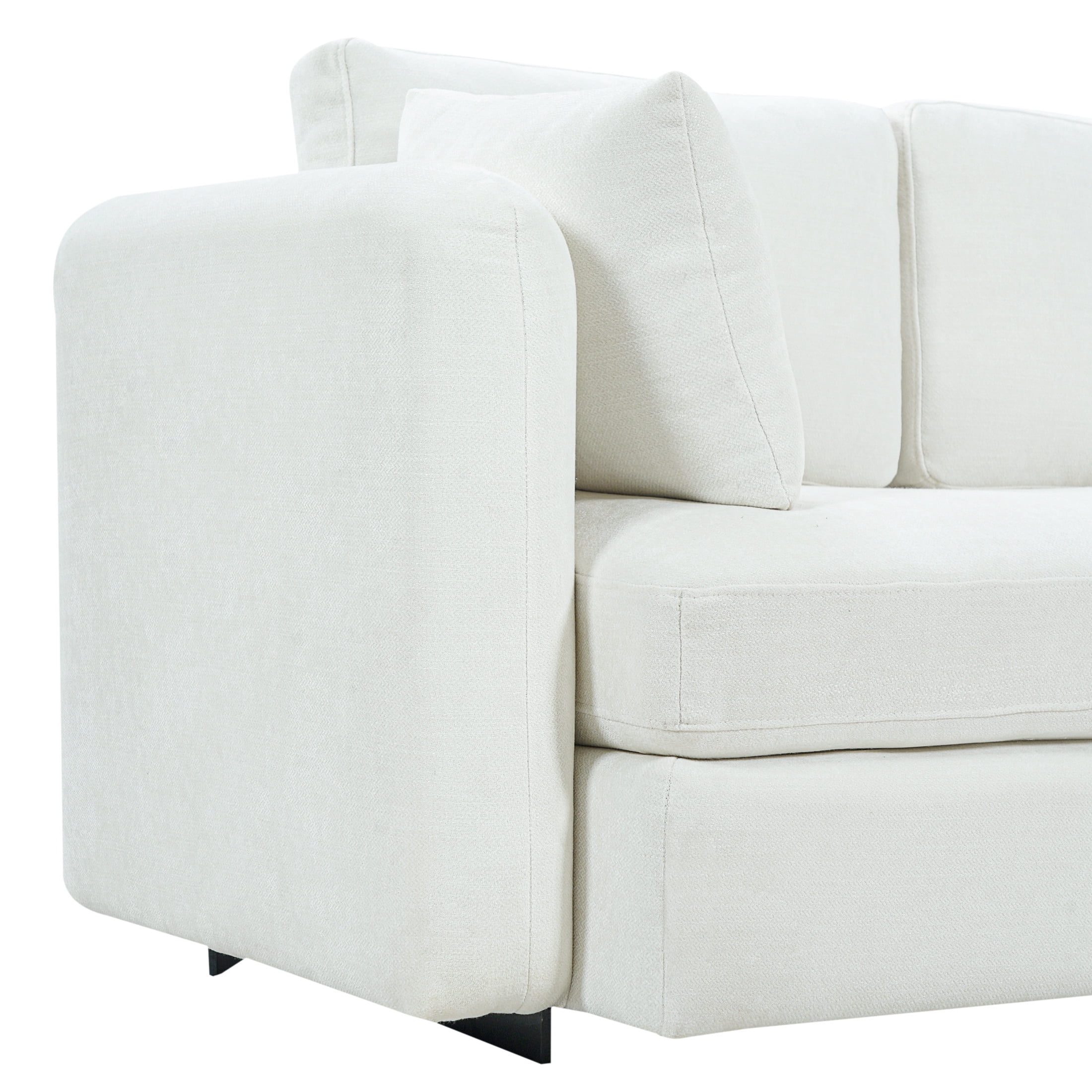 Christopher Knight Home 116.5" Modern Curved Sofa with Cushions and Pillows, 3 Seats, Light Beige
