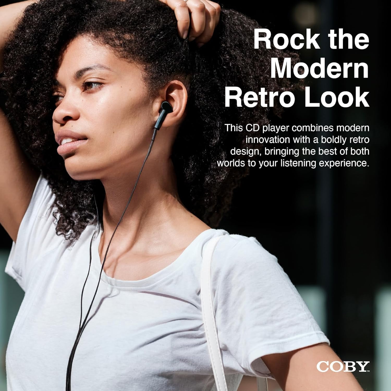 Coby Portable MP3 Compatibility, Built-In FM Radio, 60s Anti-Skip CD Player with Stereo Earbuds