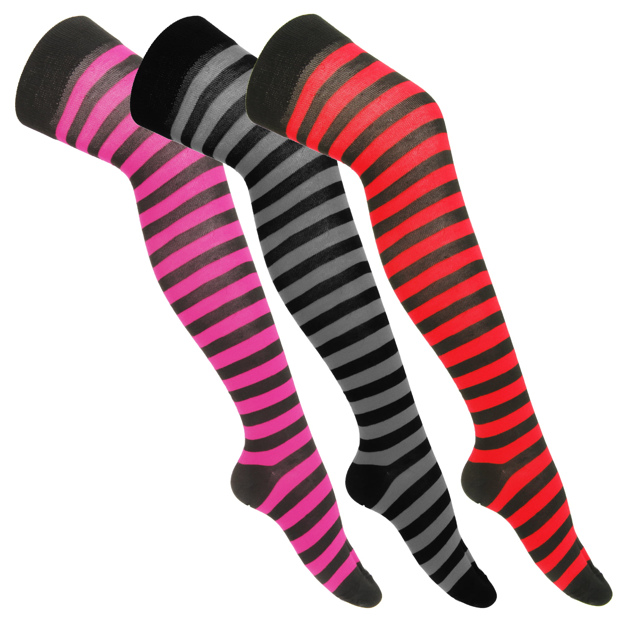 Womens/Ladies Striped Knee High Socks (Pack Of 3) | Walmart Canada